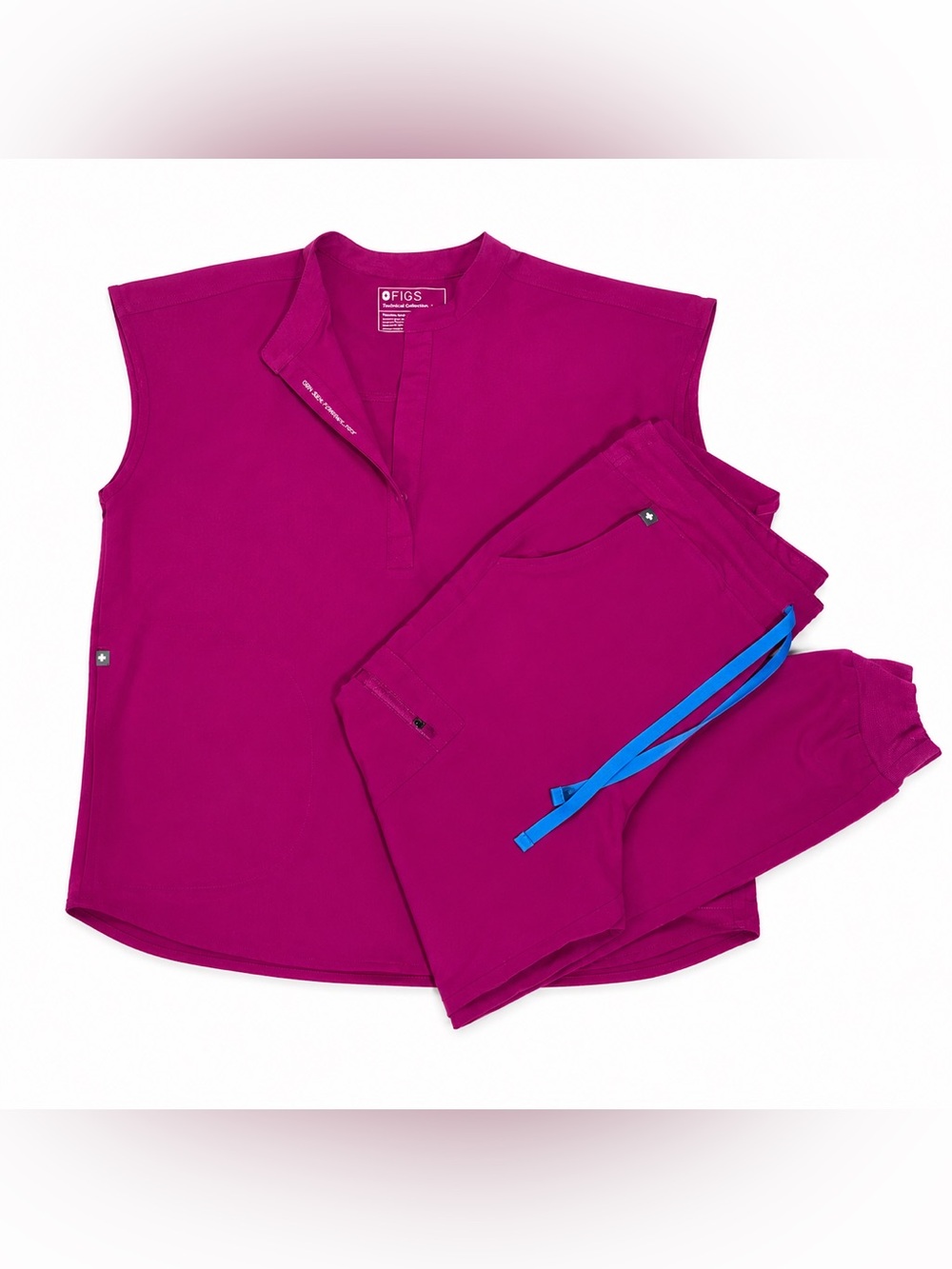 Figs Large petite Magenta Medical Scrub Top & jogger bundle